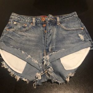 Blue denim shorts